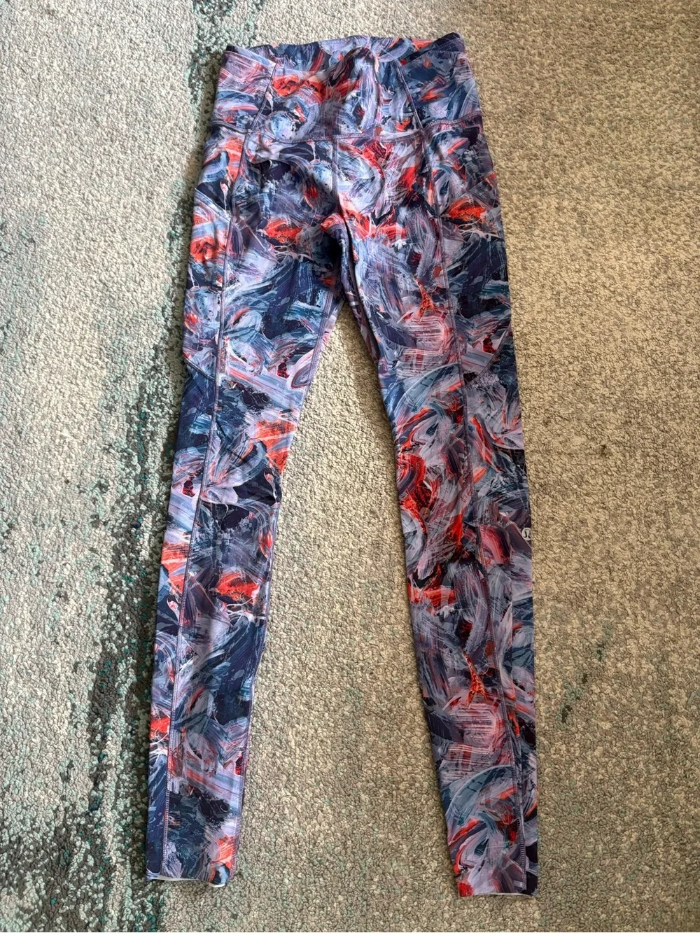 Lululemon Abstract Print Active Leggings in Navy and Red